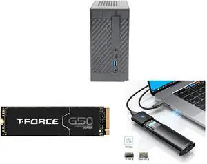 ASRock DESKMINI 310W Mini / Booksize Barebone System Team Group T-FORCE G50 M.2 2280 1TB PCIe 4.0 x4 with NVMe 1.4 TLC Internal Solid State Drive (SSD) TM8FFE001T0C129 ORICO Aluminum M.2 NVMe SSD Enclosure, Tool-Free 10Gbps USB C Adapter, U