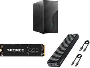 ASRock DESKMINI X600W/ USB4 Black Barebone System Team Group T-FORCE G50 M.2 2280 1TB PCIe 4.0 x4 with NVMe 1.4 TLC Internal Solid State Drive (SSD) TM8FFE001T0C129 ORICO M.2 NVMe SSD Enclosure, USB 3.1 Gen 2 (10 Gbps) to NVMe PCI-E M.2 SSD