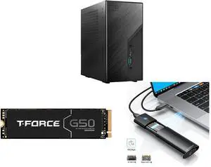 ASRock DESKMINI X600W/ USB4 Black Barebone System Team Group T-FORCE G50 M.2 2280 1TB PCIe 4.0 x4 with NVMe 1.4 TLC Internal Solid State Drive (SSD) TM8FFE001T0C129 ORICO Aluminum M.2 NVMe SSD Enclosure, Tool-Free 10Gbps USB C Adapter, USB