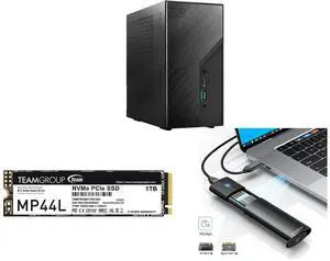 ASRock DESKMINI X600W/ USB4 Black Barebone System Team Group MP44L M.2 2280 1TB PCIe 4.0 x4 with NVMe 1.4 TLC Internal Solid State Drive (SSD) TM8FPK001T0C101 ORICO Aluminum M.2 NVMe SSD Enclosure, Tool-Free 10Gbps USB C Adapter, USB 3.2 M.