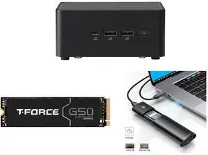 ASUS NUC 14 Pro RNUC14RVHU70000U Tall Barebone Kit (mini PC)with Intel 14th Gen Core Ultra 7 155H,  Triple Storage Design, Thunderbolt™ 4, Wi-Fi 6E & Bluetooth 5.3 - Memory and Storage Sold Separately Team Group T-FORCE G50 M.2 2280 1TB PCI