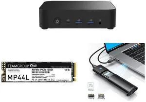 ASUS NUC 14 Essential Barebone Kit Mini PC with Intel Processor N250, Single DDR5-4800 RAM slot, Single Storage Design, Triple Display support, 2.5G LAN, Wi-Fi 6E & Bluetooth 5.3, VESA Mount included Team Group MP44L M.2 2280 1TB PCIe 4.0 x