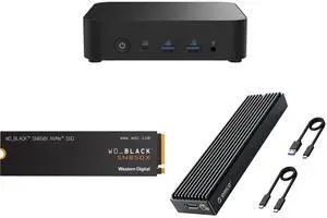 ASUS NUC 14 Essential Barebone Kit Mini PC with Intel Processor N250, Single DDR5-4800 RAM slot, Single Storage Design, Triple Display support, 2.5G LAN, Wi-Fi 6E & Bluetooth 5.3, VESA Mount included WD_BLACK 2TB SN850X NVMe Internal Gaming