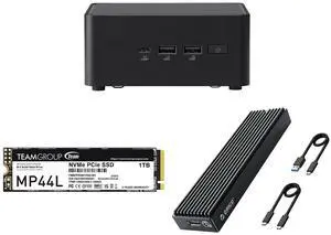 ASUS NUC 14 Pro RNUC14RVHU50000UI Tall Barebone Kit w/ Intel 14th Gen Core Ultra 5 125H (NPU Support) Triple storage Design, Thunderbolt™ 4,Wi-Fi 6E & Bluetooth 5.3-Memory and Storage Sold Separately Team Group MP44L M.2 2280 1TB PCIe 4.0 x