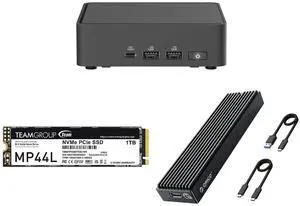 ASUS NUC 15 Pro Slim Barebone Kit Mini PC with Intel Series 2 Core 5 210H, 2x DDR5 SO-Dimm Slots, Dual Storage Design, Thunderbolt™ 4, Wi-Fi 7,  Blue tooth 5.4 - Memory and Storage Sold Separately Team Group MP44L M.2 2280 1TB PCIe 4.0 x4 w