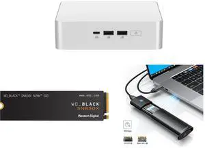 ASUS NUC 15 Pro+ Barebone Mini PC with Intel Core Ultra 7 255H  CPU, 2x DDR5 SO-Dimm Slots, Dual Storage Design, Thunderbolt™ 4, Wi-Fi 7, Aluminum Chassis  - Memory and Storage Sold Separately WD_BLACK 2TB SN850X NVMe Internal Gaming SSD So