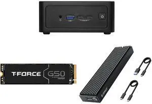 ASRock Industrial NUC BOX-225H Black Mini-PC Barebone Team Group T-FORCE G50 M.2 2280 1TB PCIe 4.0 x4 with NVMe 1.4 TLC Internal Solid State Drive (SSD) TM8FFE001T0C129 ORICO M.2 NVMe SSD Enclosure, USB 3.1 Gen 2 (10 Gbps) to NVMe PCI-E M.2
