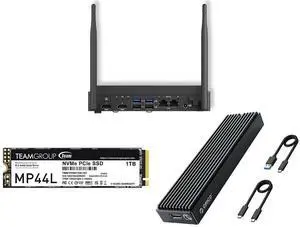 ASUS NUC 13 Rugged Bravo Canyon Intel Atom x7425E mini PC Barebone (90AS0021-M000T0)w/DDR5 SO-DIMM slot , 1x M.2 2280 slot, 1xM.2 3042 slot Team Group MP44L M.2 2280 1TB PCIe 4.0 x4 with NVMe 1.4 TLC Internal Solid State Drive (SSD) TM8FPK0