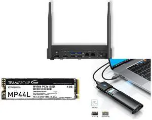 ASUS NUC 13 Rugged Bravo Canyon Intel Atom x7425E mini PC Barebone (90AS0021-M000T0)w/DDR5 SO-DIMM slot , 1x M.2 2280 slot, 1xM.2 3042 slot Team Group MP44L M.2 2280 1TB PCIe 4.0 x4 with NVMe 1.4 TLC Internal Solid State Drive (SSD) TM8FPK0
