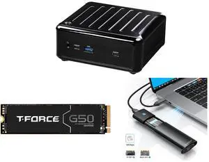ASRock 4x4 BOX-7840U DDR5 2.5 Gigabit LAN Barebone System Team Group T-FORCE G50 M.2 2280 1TB PCIe 4.0 x4 with NVMe 1.4 TLC Internal Solid State Drive (SSD) TM8FFE001T0C129 ORICO Aluminum M.2 NVMe SSD Enclosure, Tool-Free 10Gbps USB C Adapt