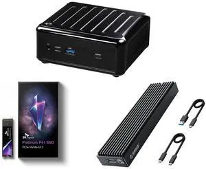ASRock 4x4 BOX-7840U DDR5 2.5 Gigabit LAN Barebone System SK hynix Platinum P41 M2 SSD 2TB, M.2 2280 NVME PCIe Gen4.0 Internal SSD  l Up to 7,000MB/S l with 176-Layer NAND Flash ORICO M.2 NVMe SSD Enclosure, USB 3.1 Gen 2 (10 Gbps) to NVMe