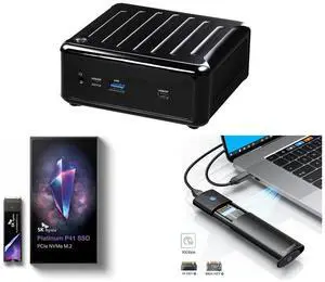ASRock 4x4 BOX-7840U DDR5 2.5 Gigabit LAN Barebone System SK hynix Platinum P41 M2 SSD 2TB, M.2 2280 NVME PCIe Gen4.0 Internal SSD  l Up to 7,000MB/S l with 176-Layer NAND Flash ORICO Aluminum M.2 NVMe SSD Enclosure, Tool-Free 10Gbps USB C