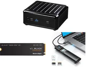 ASRock 4x4 BOX-7840U DDR5 2.5 Gigabit LAN Barebone System WD_BLACK 2TB SN850X NVMe Internal Gaming SSD Solid State Drive - Gen4 PCIe, M.2 2280, Up to 7,300 MB/s - WDS200T2X0E ORICO Aluminum M.2 NVMe SSD Enclosure, Tool-Free 10Gbps USB C Ada