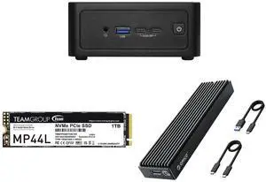 ASRock Industrial 4X4 BOX-8840U Black Fanned Barebone  2 x 262-pin SO-DIMM DDR5 5600 MHz, up to 96GB (48GB per DIMM) Team Group MP44L M.2 2280 1TB PCIe 4.0 x4 with NVMe 1.4 TLC Internal Solid State Drive (SSD) TM8FPK001T0C101 ORICO M.2 NVMe