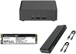 ASUS NUC 15 Pro RNUC15CRKU70000U Black Barebone System w/ Intel Ultra 7 255H CPU, Integrated - Intel Arc 140T Graphics ,US cord, Single Unit - Memory and Storage Sold Separately Team Group MP44L M.2 2280 1TB PCIe 4.0 x4 with NVMe 1.4 TLC In