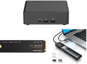 ASUS NUC 15 Pro RNUC15CRKU70000U Black Barebone System w/ Intel Ultra 7 255H CPU, Integrated - Intel Arc 140T Graphics ,US cord, Single Unit - Memory and Storage Sold Separately WD_BLACK 2TB SN850X NVMe Internal Gaming SSD Solid State Drive