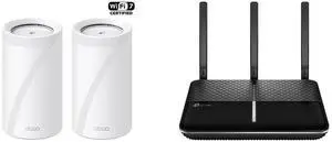TP-Link Deco BE85(2-pack) BE22000 Whole Home Mesh Wi-Fi 7 System (Tri-Band) TP-Link Archer AC2300 Wireless Wi-Fi Router, Powerful 1.8 GHz Dual-Core Processor, 802.11ac Wave 2 MU-MIMO