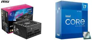 PSU CPU Combo -  MSI MPG A850GS PCIE5 Bundle with  Intel BX8071512700K