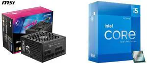 PSU CPU Combo -  MSI MPG A1000GS PCIE5 Bundle with  Intel BX8071512600K