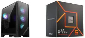 Computer Case CPU Combo -  MSI MAG FORGE 321R AIRFLOW Bundle with  AMD 100-100001015BOX