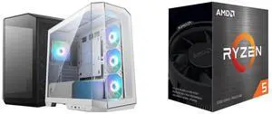 Computer Case CPU Combo -  MSI MAG PANO M100R PZ WHITE Bundle with  AMD 100-100000457BOX