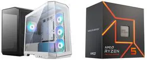 Computer Case CPU Combo -  MSI MAG PANO M100R PZ WHITE Bundle with  AMD 100-100001015BOX