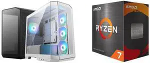 Computer Case CPU Combo -  MSI MAG PANO M100R PZ WHITE Bundle with  AMD 100-100001582BOX