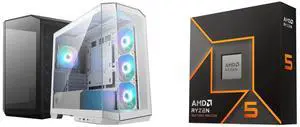Computer Case CPU Combo -  MSI MAG PANO M100R PZ WHITE Bundle with  AMD 100-100001405WOF