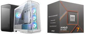 Computer Case CPU Combo -  MSI MAG PANO M100R PZ WHITE Bundle with  AMD 100-100001590BOX