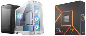 Computer Case CPU Combo -  MSI MAG PANO M100R PZ WHITE Bundle with  AMD 100-100000591WOF