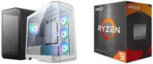 Computer Case CPU Combo -  MSI MAG PANO M100R PZ WHITE Bundle with  AMD 100-100001581WOF