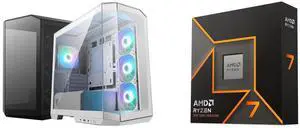 Computer Case CPU Combo -  MSI MAG PANO M100R PZ WHITE Bundle with  AMD 100-100001404WOF