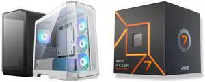 Computer Case CPU Combo -  MSI MAG PANO M100R PZ WHITE Bundle with  AMD 100-100000592BOX