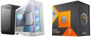 Computer Case CPU Combo -  MSI MAG PANO M100R PZ WHITE Bundle with  AMD 100-100000910WOF