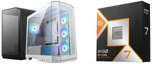 Computer Case CPU Combo -  MSI MAG PANO M100R PZ WHITE Bundle with  AMD 100-100001084WOF