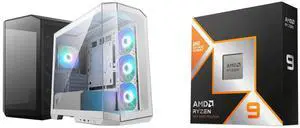 Computer Case CPU Combo -  MSI MAG PANO M100R PZ WHITE Bundle with  AMD 100-100000719WOF