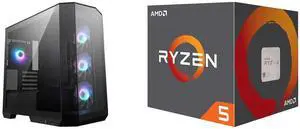 Computer Case CPU Combo -  MSI MAG PANO M100R PZ Bundle with  AMD 100-100000644BOX
