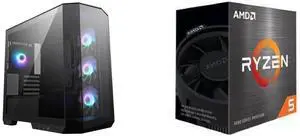 Computer Case CPU Combo -  MSI MAG PANO M100R PZ Bundle with  AMD 100-100001585BOX