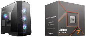 Computer Case CPU Combo -  MSI MAG PANO M100R PZ Bundle with  AMD 100-100001590BOX