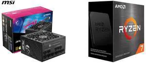 PSU CPU Combo -  MSI MPG A1000GS PCIE5 Bundle with  AMD 100-100000926WOF
