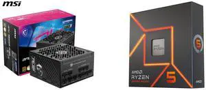 PSU CPU Combo -  MSI MPG A1000GS PCIE5 Bundle with  AMD 100-100000593WOF