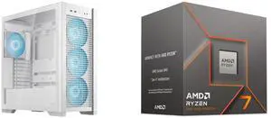 Computer Case CPU Combo -  ASUS GT302/ARGB FANS/WHT// Bundle with  AMD 100-100001590BOX