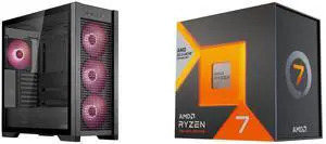 Computer Case CPU Combo -  ASUS GT302/ARGB FANS/BLK// Bundle with  AMD Ryzen 7 7800X3D