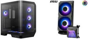 Computer Case CPU Cooler Combo -  MSI MAG PANO 120R PZ Bundle with  MSI MAG CORELIQUID A15 240