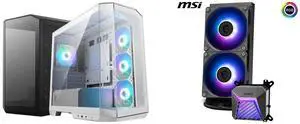 Computer Case CPU Cooler Combo -  MSI MAG PANO M100R PZ WHITE Bundle with  MSI MAG CORELIQUID A15 240