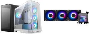 Computer Case CPU Cooler Combo -  MSI MAG PANO M100R PZ WHITE Bundle with  MSI MAG CORELIQUID A15 360