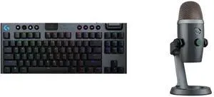 Logitech G915 X LIGHTSPEED TKL Wireless Mechanical Gaming Keyboard - GL Red Linear Switches, RGB Backlighting - Black Blue Yeti Nano Premium USB Microphone for PC, Mac, Gaming, Recording, Streaming, Podcasting, Condenser Mic with Blue VO!CE