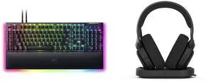 Razer BlackWidow V4 Pro Wired Mechanical Gaming Keyboard - Yellow Switches (Linear & Silent), Doubleshot ABS Keycaps, Command Dial, Chroma RGB, Magnetic Wrist Rest, Snap Tap Fractal Design Scape Dark RGB Wireless Gaming Headset w/ Immersive