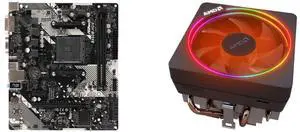 ASRock B450M-HDV R4.0 AM4 Micro ATX AMD Motherboard AMD Wraith Prism RGB LED Lighting Socket AM4 4-Pin Connector CPU Cooler with Copper Core Base & Aluminum Heatsink & 4.13-Inch Fan