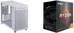 Computer Case CPU Combo -  ASUS AP201 ASUS PRIME CASE TG WHITE Bundle with  AMD 100-100001585BOX